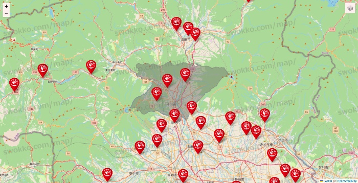 群馬県のコメリの店舗地図
