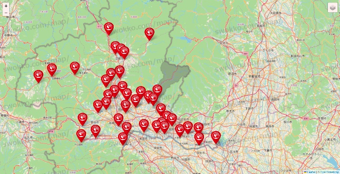 群馬県のコメリの店舗地図