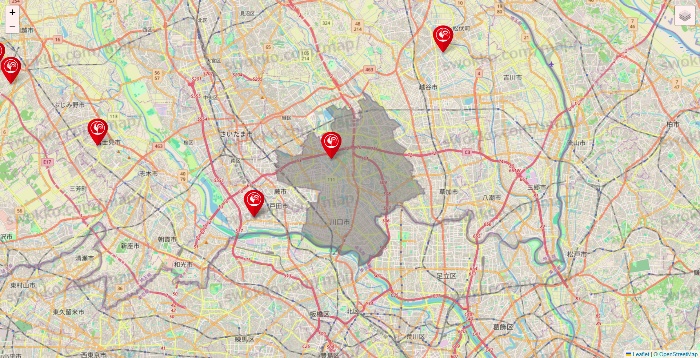 埼玉県のコメリの店舗地図