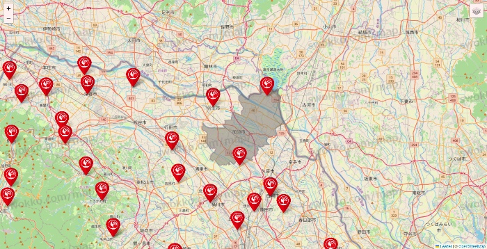 埼玉県のコメリの店舗地図