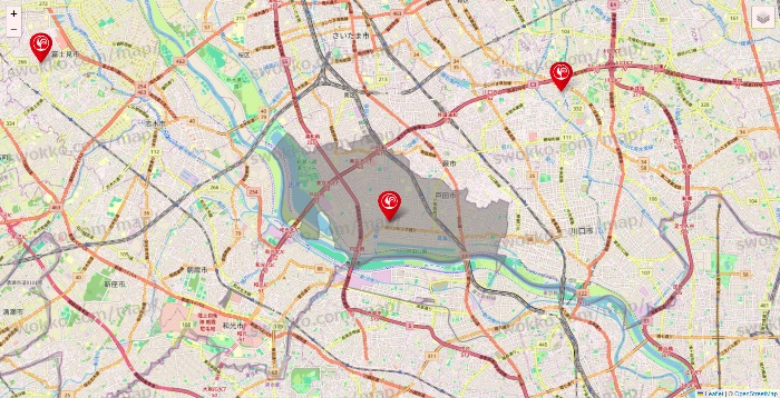 埼玉県のコメリの店舗地図