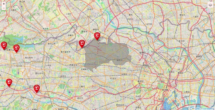 東京都のコメリの店舗地図