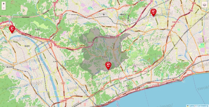 神奈川県のコメリの店舗地図