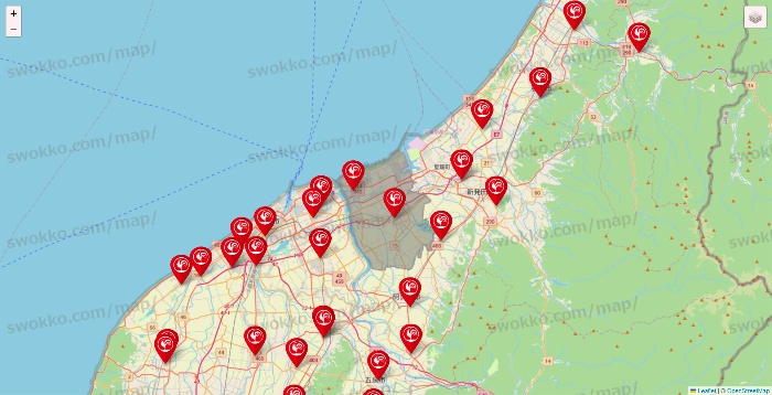 新潟県のコメリの店舗地図