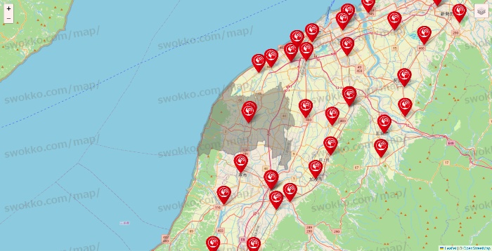 新潟県のコメリの店舗地図