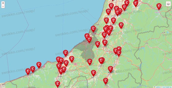 新潟県のコメリの店舗地図