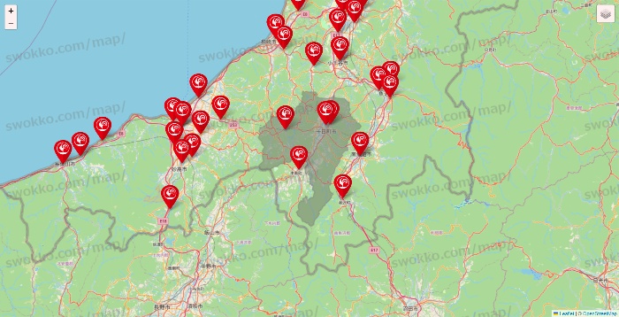 新潟県のコメリの店舗地図