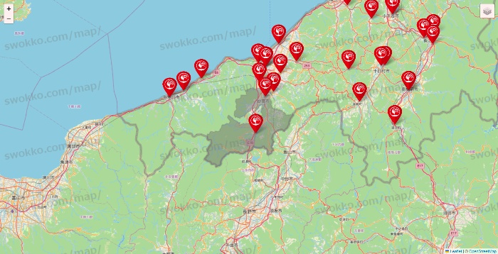 新潟県のコメリの店舗地図