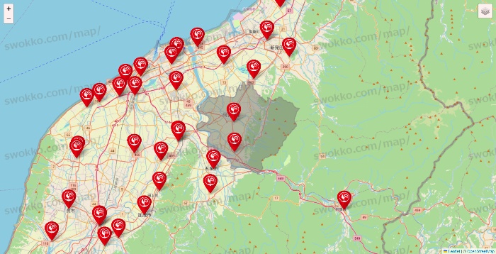 新潟県のコメリの店舗地図