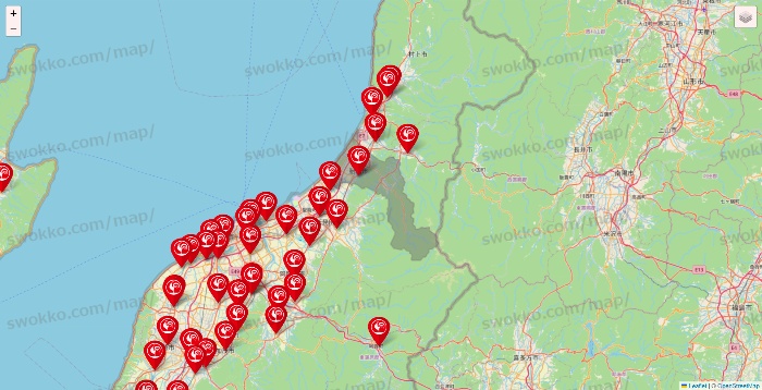 新潟県のコメリの店舗地図