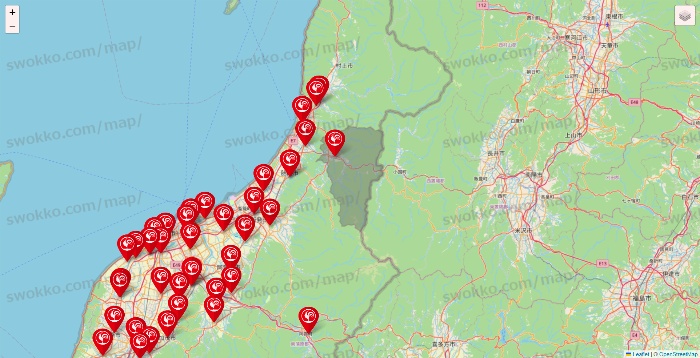 新潟県のコメリの店舗地図