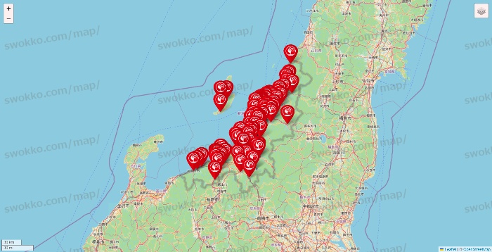 新潟県のコメリの店舗地図