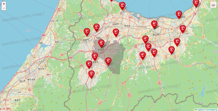 富山県のコメリの店舗地図