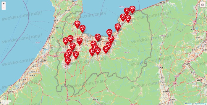 富山県のコメリの店舗地図