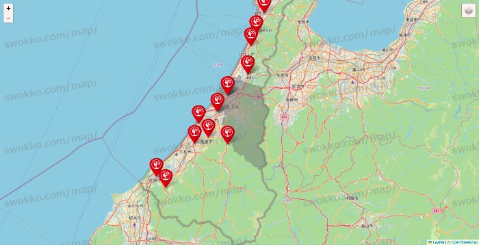 石川県のコメリの店舗地図