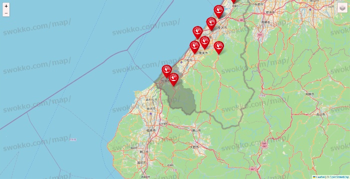 石川県のコメリの店舗地図