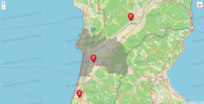 石川県のコメリの店舗地図