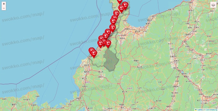 石川県のコメリの店舗地図