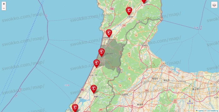 石川県のコメリの店舗地図