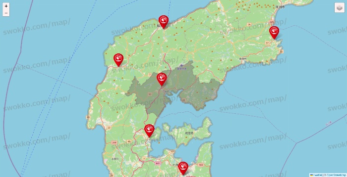 石川県のコメリの店舗地図