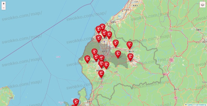 福井県のコメリの店舗地図