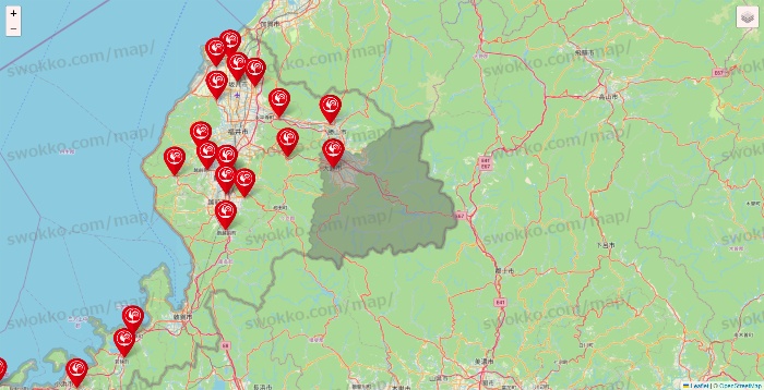 福井県のコメリの店舗地図