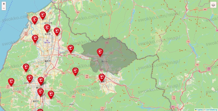 福井県のコメリの店舗地図