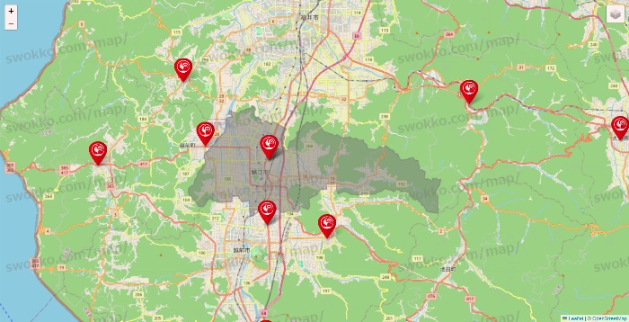 福井県のコメリの店舗地図