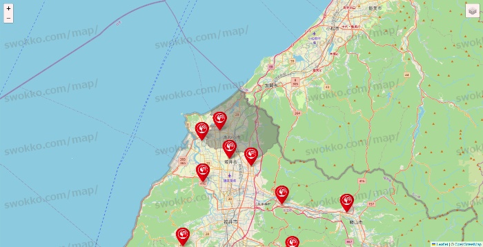 福井県のコメリの店舗地図