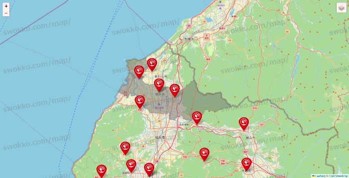 福井県のコメリの店舗地図