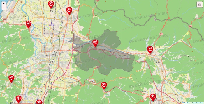 福井県のコメリの店舗地図
