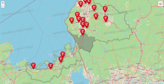 福井県のコメリの店舗地図