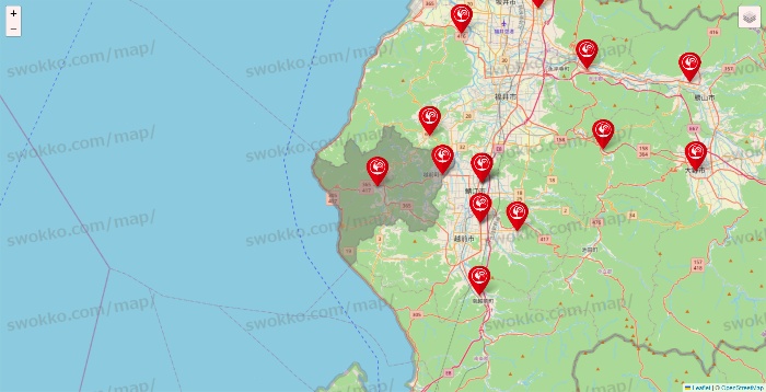 福井県のコメリの店舗地図