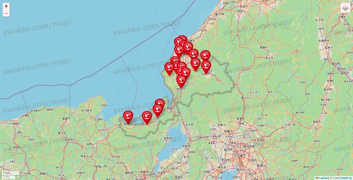 福井県のコメリの店舗地図