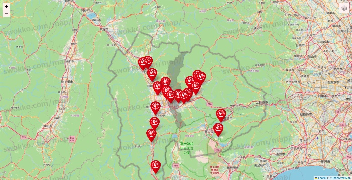山梨県のコメリの店舗地図