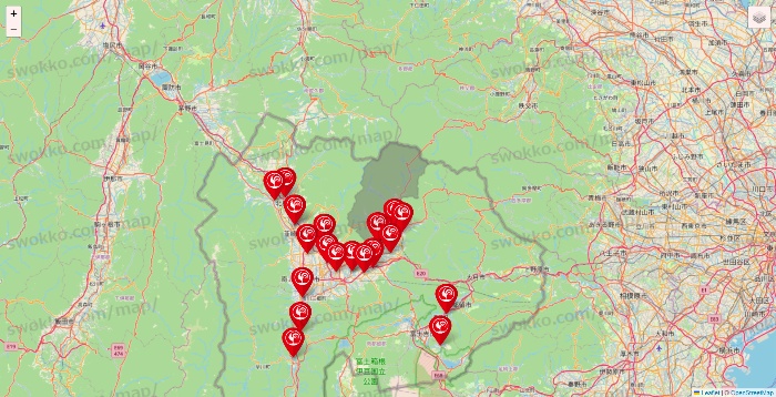 山梨県のコメリの店舗地図