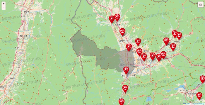 山梨県のコメリの店舗地図