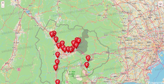 山梨県のコメリの店舗地図