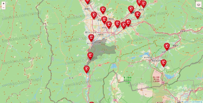 山梨県のコメリの店舗地図