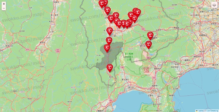 山梨県のコメリの店舗地図