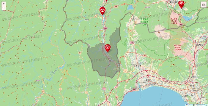 山梨県のコメリの店舗地図