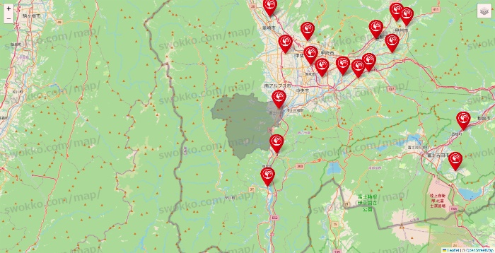 山梨県のコメリの店舗地図