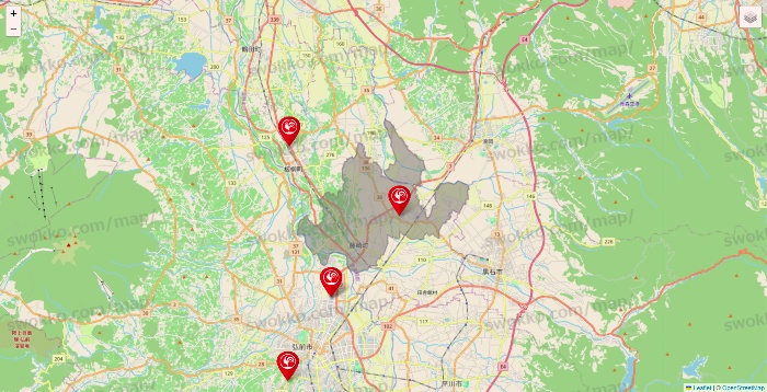 青森県のコメリの店舗地図