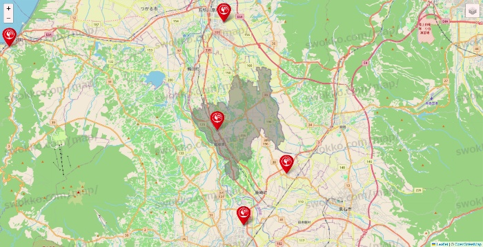 青森県のコメリの店舗地図