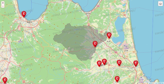 青森県のコメリの店舗地図
