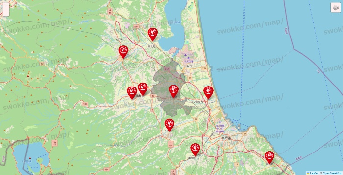 青森県のコメリの店舗地図