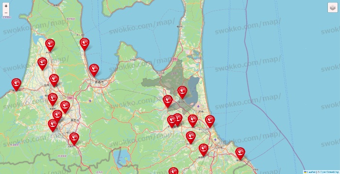 青森県のコメリの店舗地図