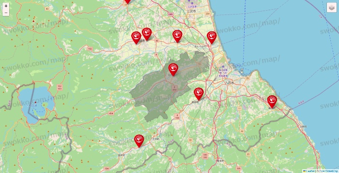 青森県のコメリの店舗地図