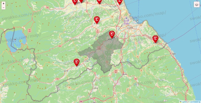 青森県のコメリの店舗地図