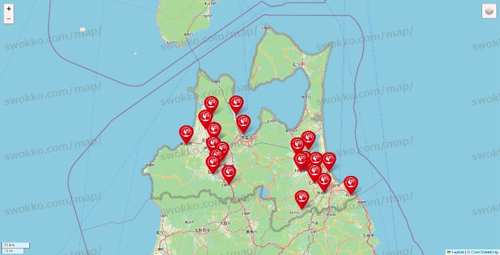 青森県のコメリの店舗地図